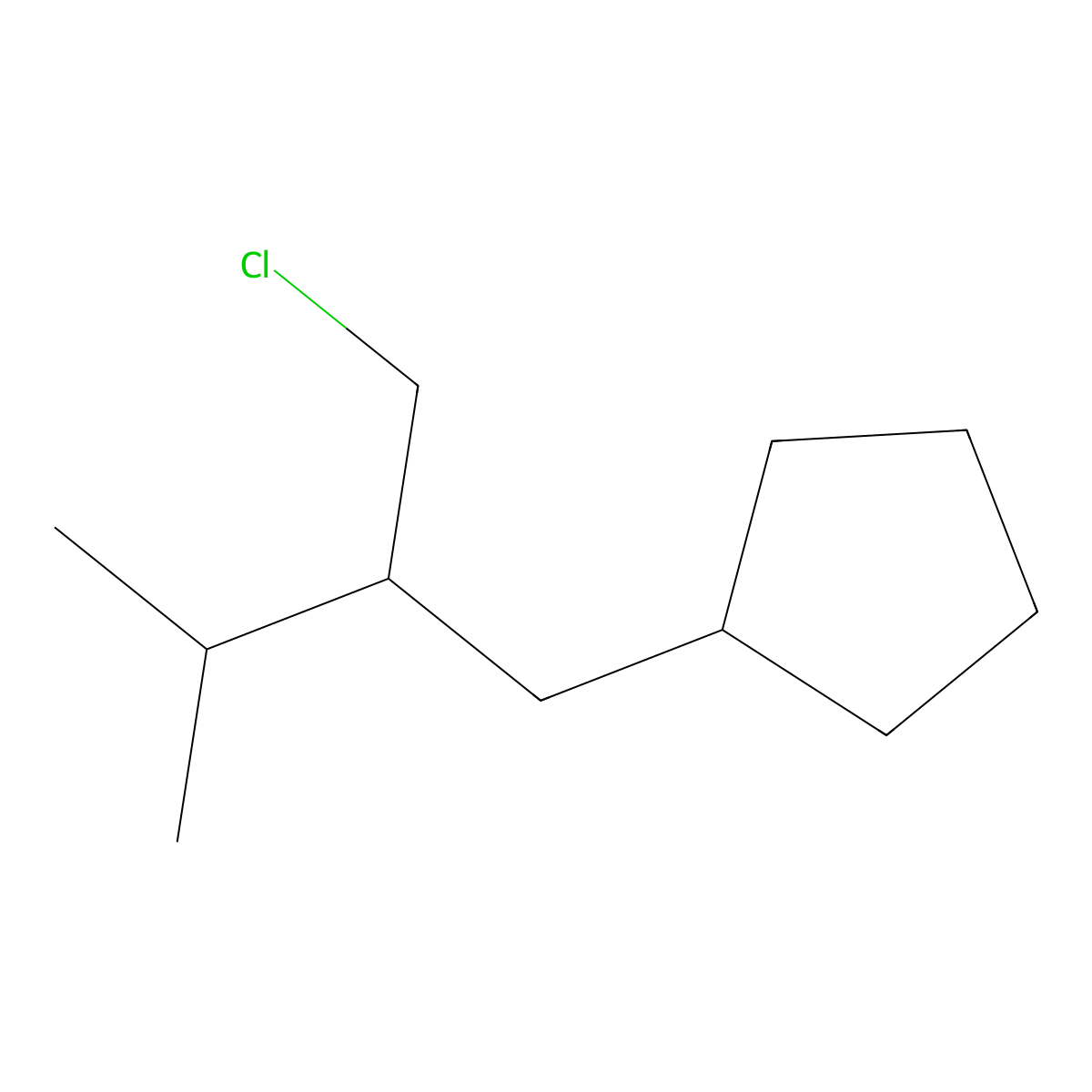 (2-(Chloromethyl)-3-methylbutyl)cyclopentane molecular structure, CAS 1484956-18-4