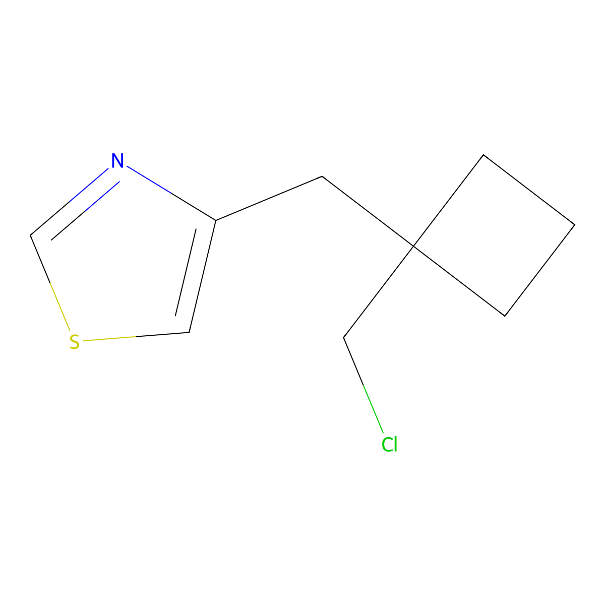 4-((1-(Chloromethyl)cyclobutyl)methyl)thiazole molecular structure, CAS 1484972-01-1