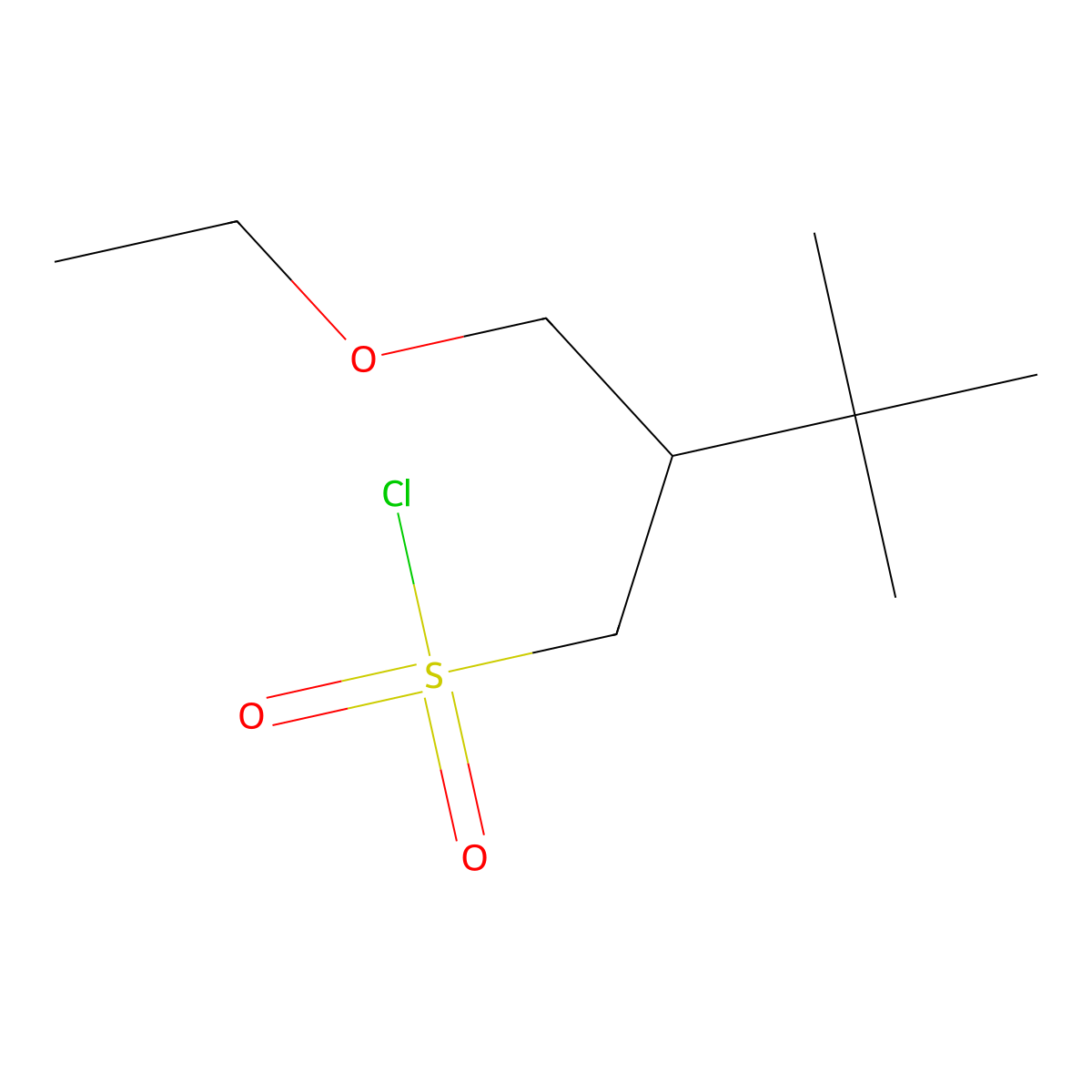 2-(Ethoxymethyl)-3,3-dimethylbutane-1-sulfonyl chloride molecular structure, CAS 1484986-27-7
