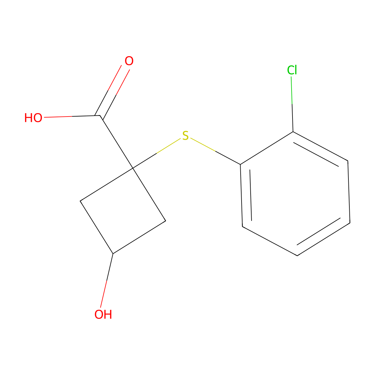 1-((2-Chlorophenyl)thio)-3-hydroxycyclobutane-1-carboxylic acid molecular structure, CAS 1484996-38-4
