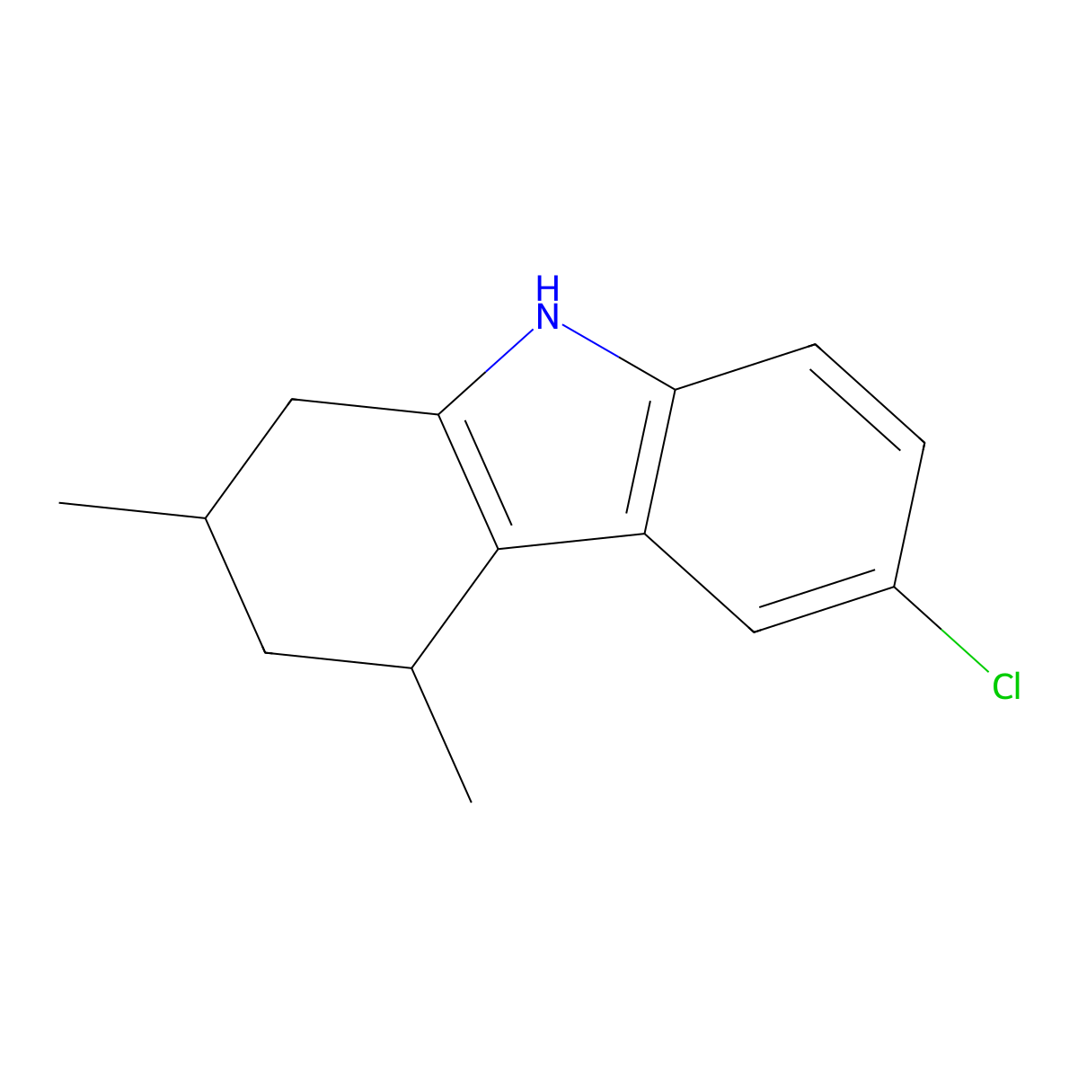 6-chloro-2,4-dimethyl-2,3,4,9-tetrahydro-1H-carbazole molecular structure, CAS 1484999-98-5