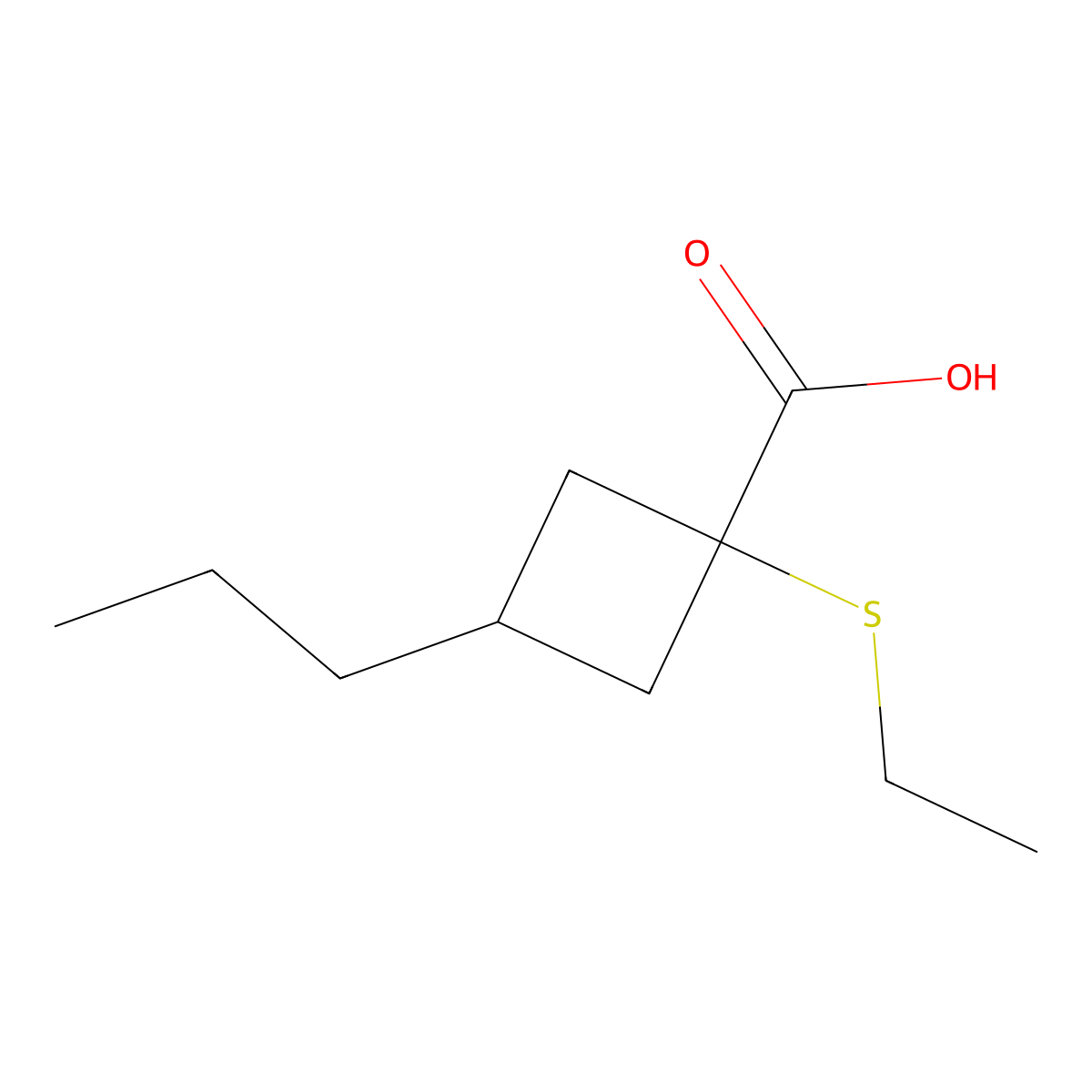 1-(Ethylthio)-3-propylcyclobutane-1-carboxylic acid molecular structure, CAS 1485008-96-5