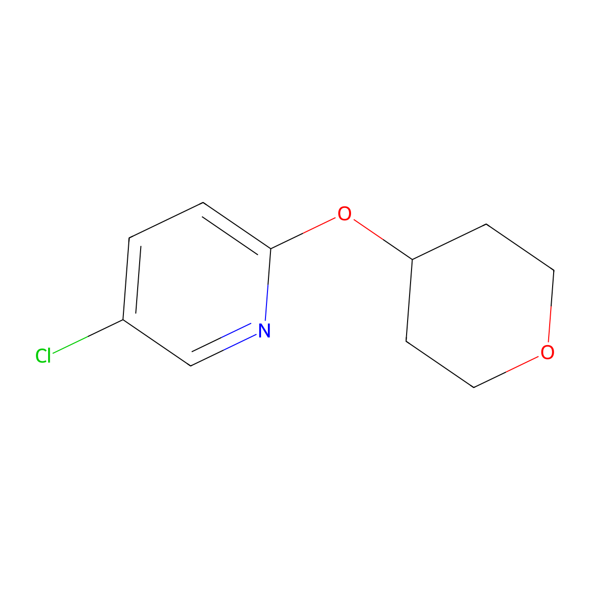 5-Chloro-2-(oxan-4-yloxy)pyridine molecular structure, CAS 1485011-56-0