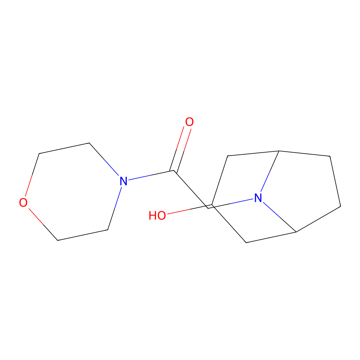 2-{3-Hydroxy-8-azabicyclo[3.2.1]octan-8-yl}-1-(morpholin-4-yl)ethan-1-one molecular structure, CAS 1485011-73-1