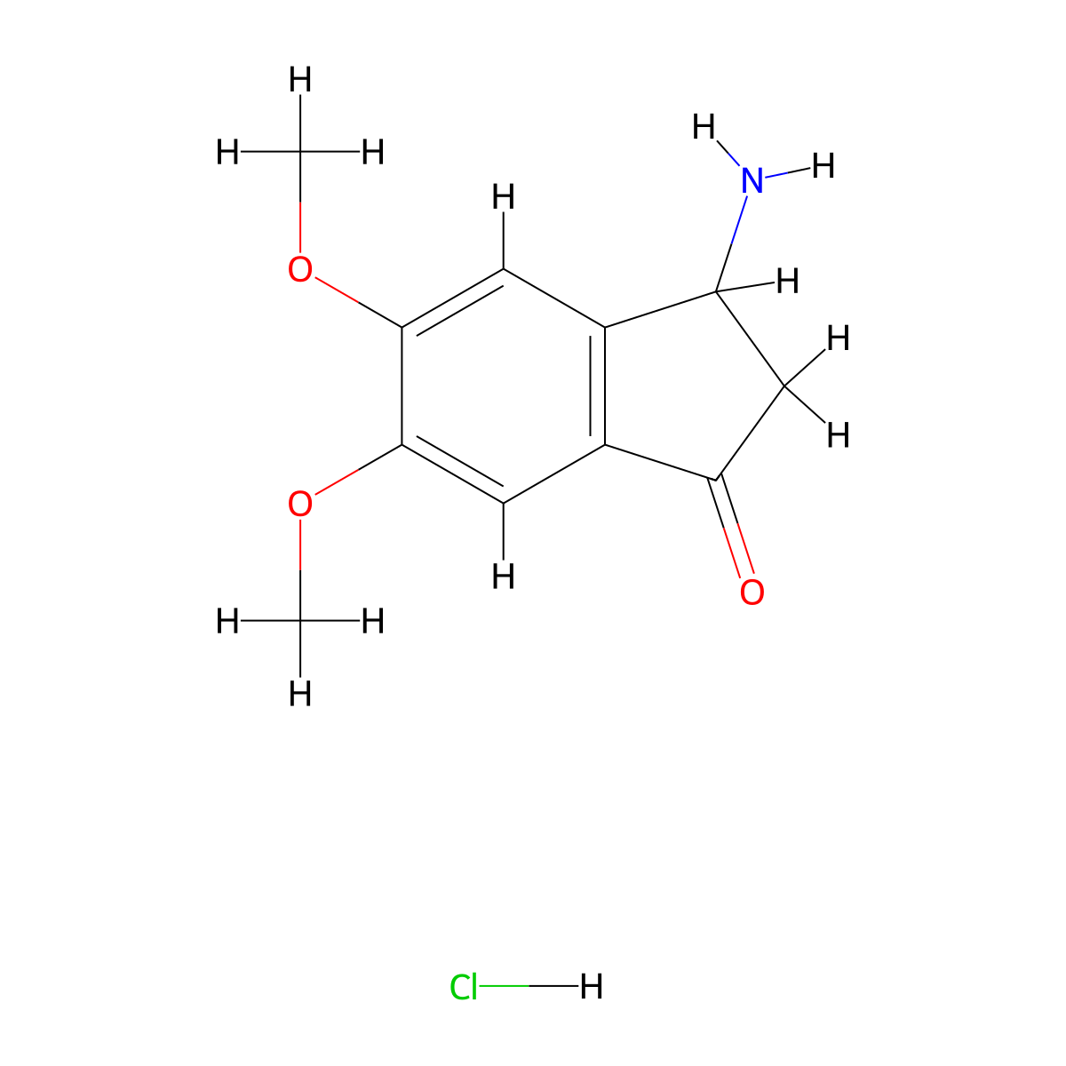 3-Amino-5,6-dimethoxyindan-1-one hydrochloride molecular structure, CAS 148502-19-6