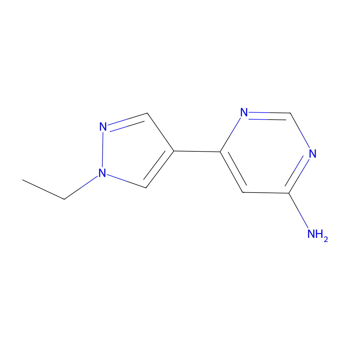 6-(1-Ethyl-1H-pyrazol-4-yl)pyrimidin-4-amine molecular structure, CAS 1485085-06-0