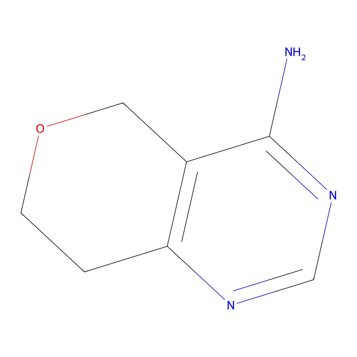 5H,7H,8H-pyrano[4,3-d]pyrimidin-4-amine molecular structure, CAS 1485095-23-5