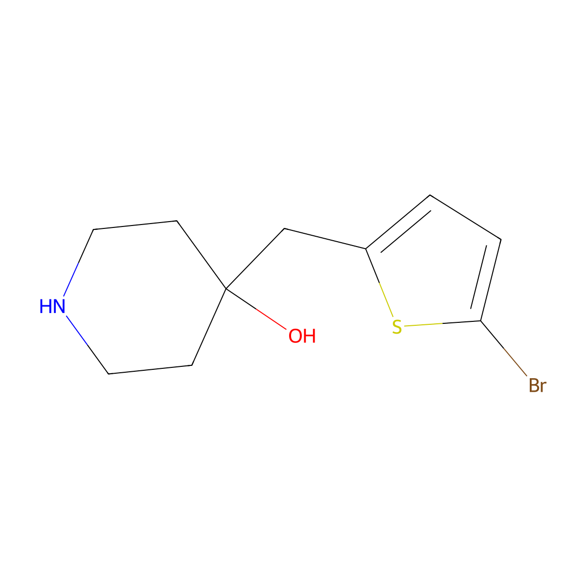 4-((5-Bromothiophen-2-yl)methyl)piperidin-4-ol molecular structure, CAS 1485095-71-3