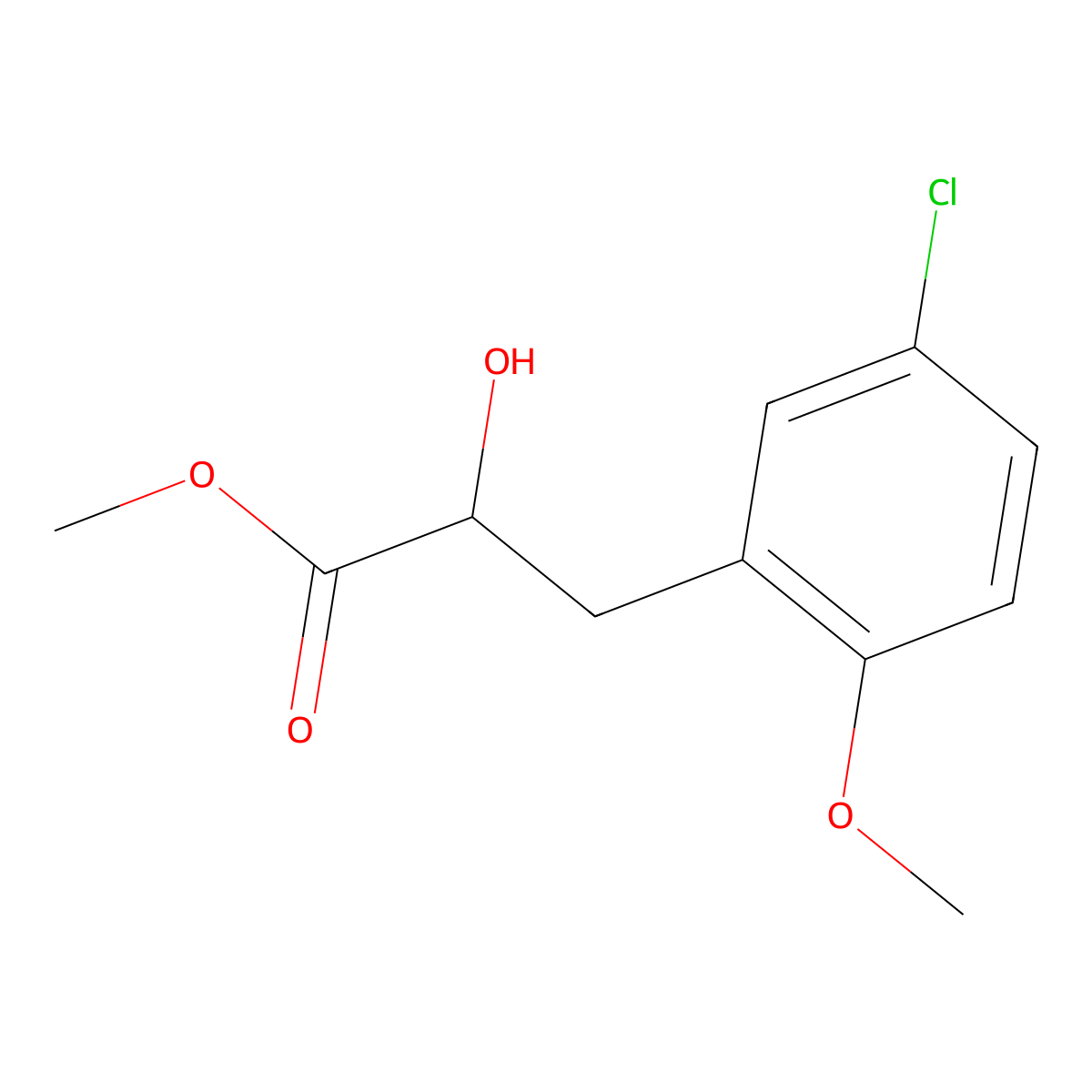 Methyl 3-(5-chloro-2-methoxyphenyl)-2-hydroxypropanoate molecular structure, CAS 1485100-33-1