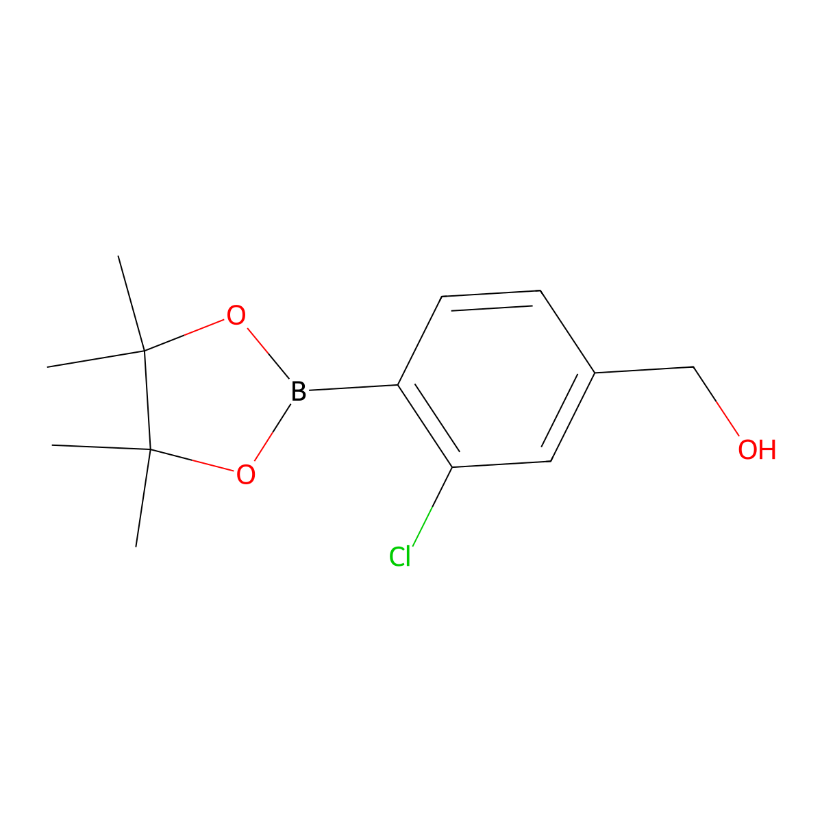 (3-Chloro-4-(4,4,5,5-tetramethyl-1,3,2-dioxaborolan-2-yl)phenyl)methanol molecular structure, CAS 1485110-17-5