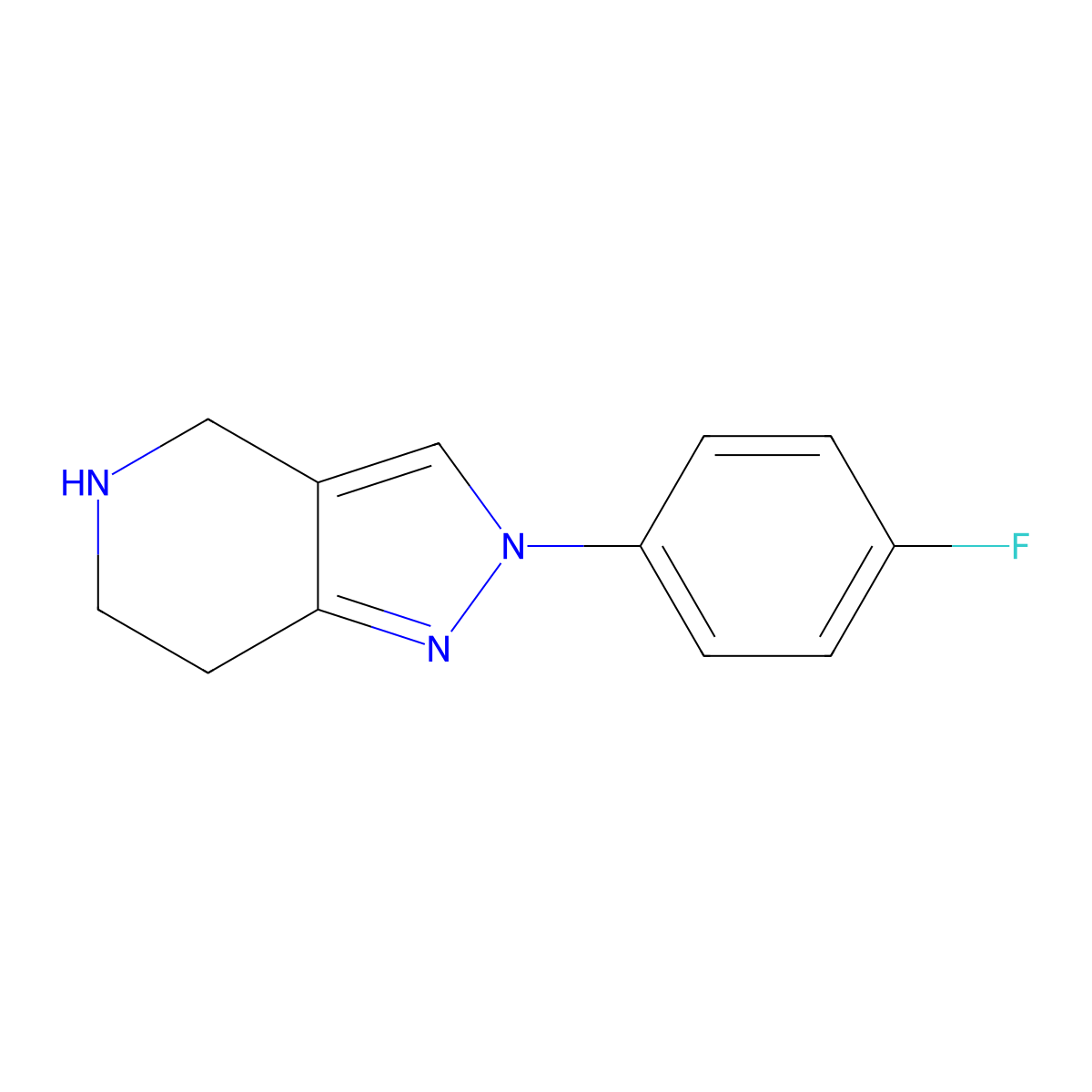 2-(4-fluorophenyl)-4,5,6,7-tetrahydro-2H-pyrazolo[4,3-c]pyridine molecular structure, CAS 1485111-64-5