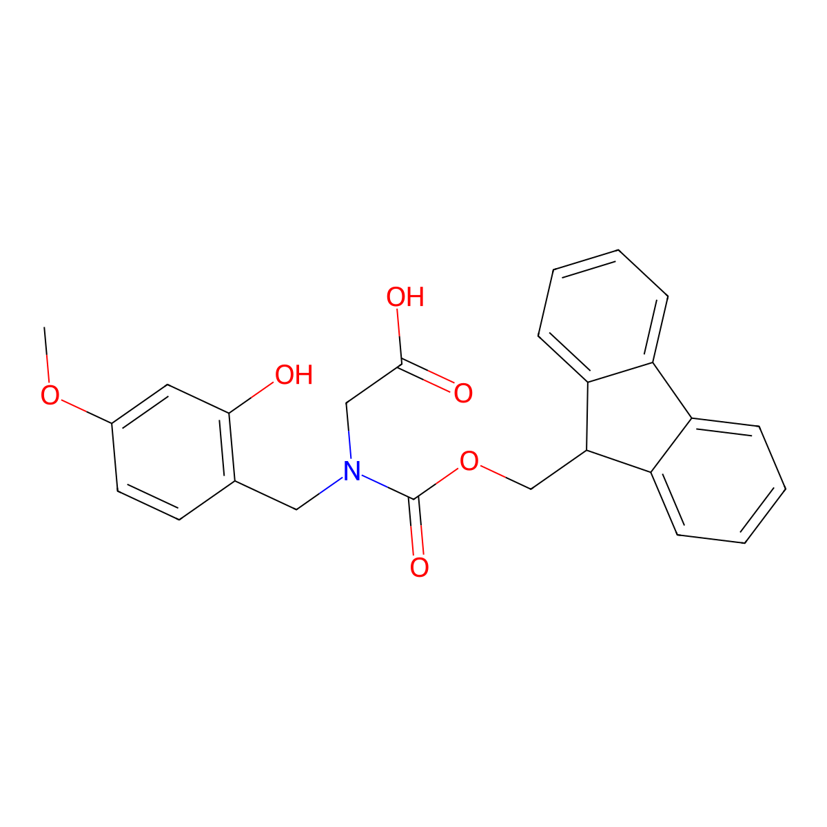 N-(((9H-Fluoren-9-yl)methoxy)carbonyl)-N-((2-hydroxy-4-methoxyphenyl)methyl)glycine molecular structure, CAS 148515-78-0