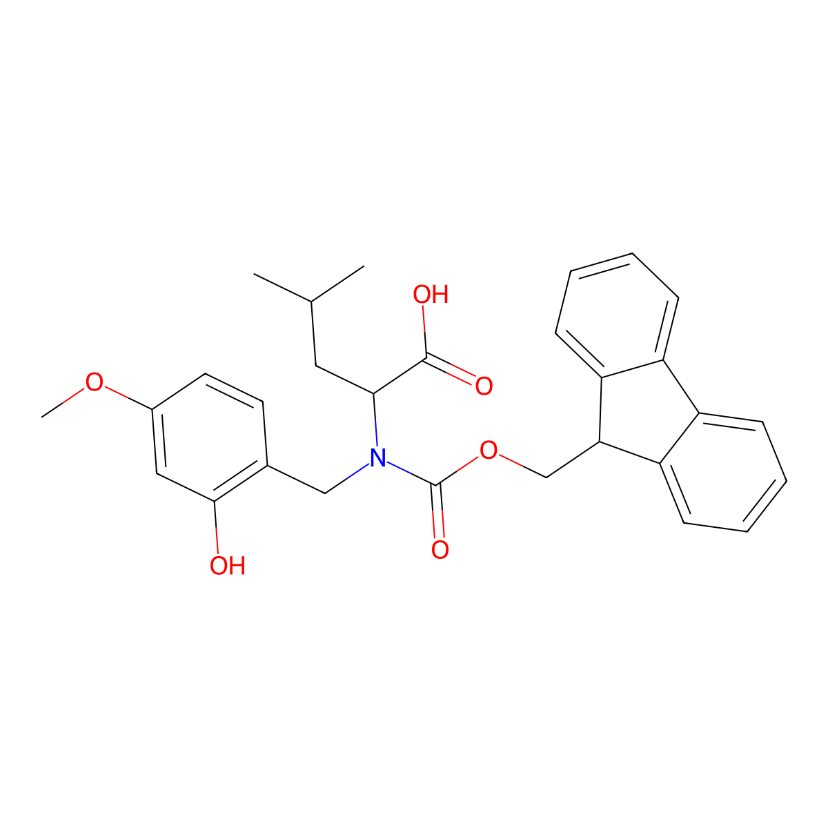 Fmoc-N(HMB)-L-Leu-OH molecular structure, CAS 148515-81-5