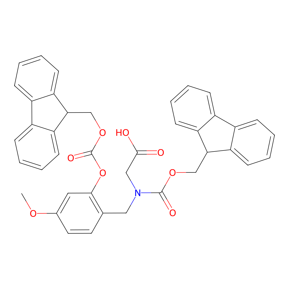 Fmoc-(FmocHmb)Gly-OH molecular structure, CAS 148515-84-8