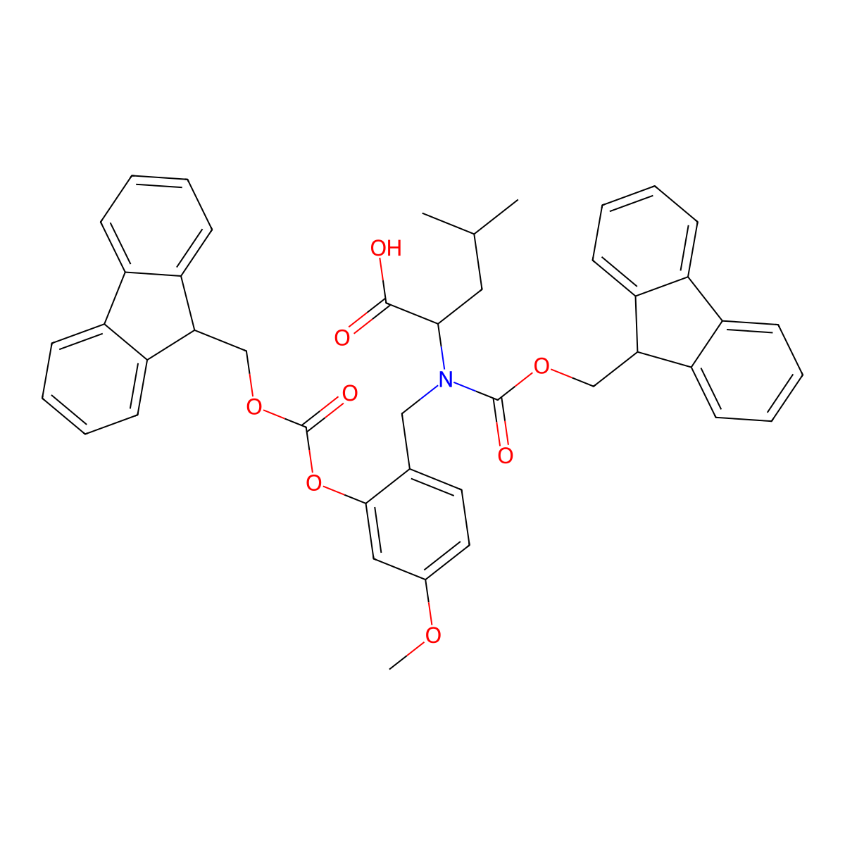 Fmoc-(fmochmb)leu-OH molecular structure, CAS 148515-87-1
