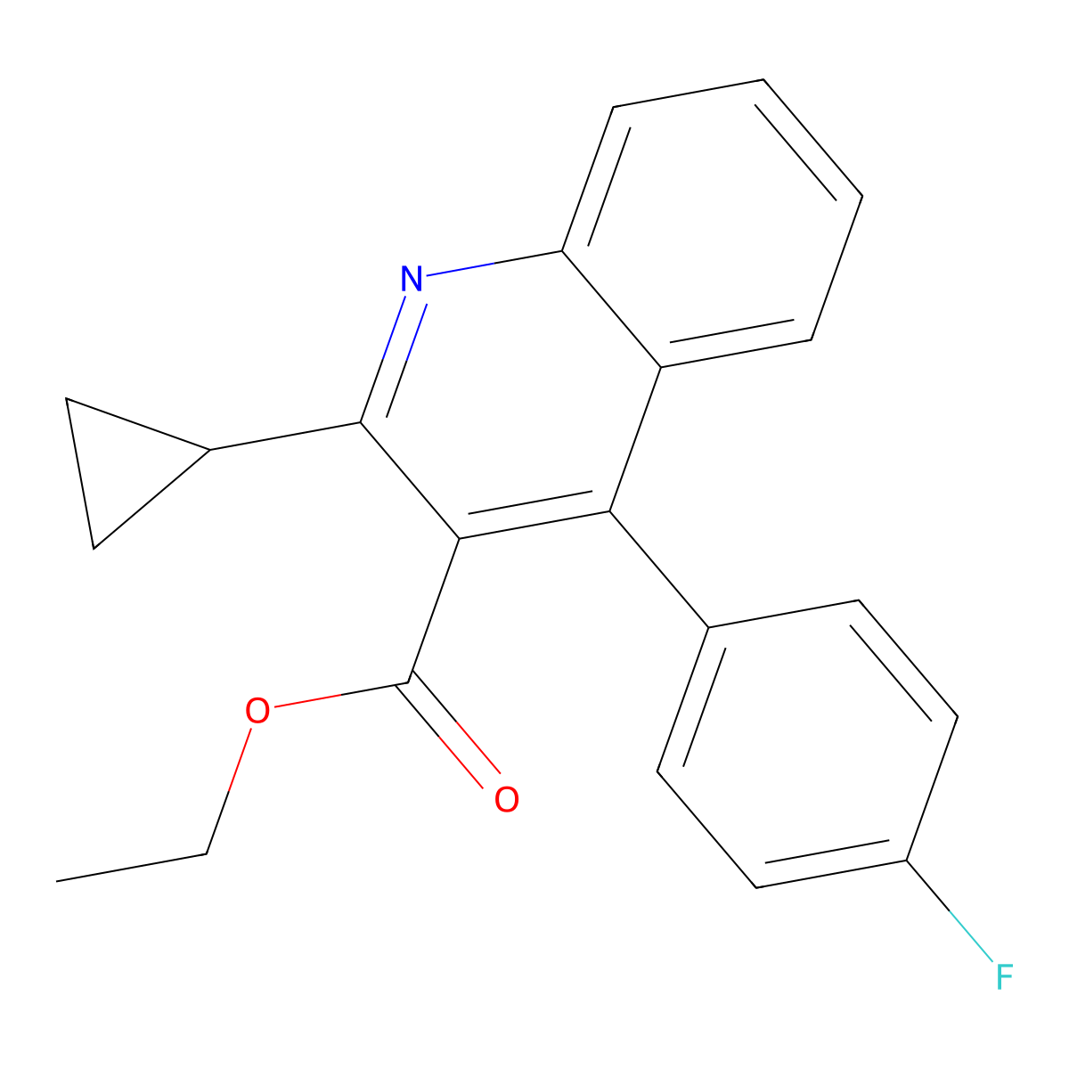 Ethyl 2-cyclopropyl-4-(4-fluorophenyl)quinoline-3-carboxylate molecular structure, CAS 148516-11-4