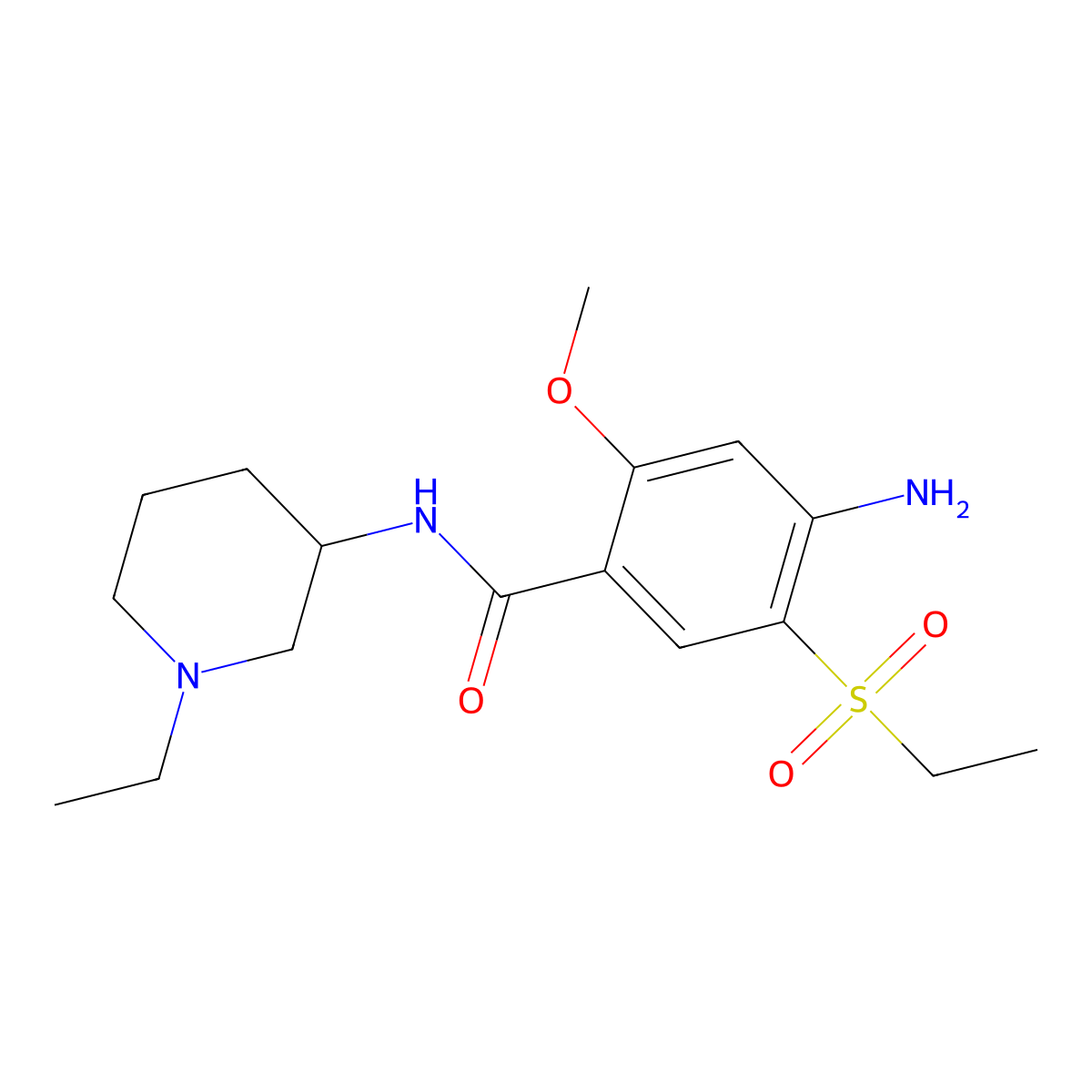 4-Amino-N-(1-ethyl-3-piperidinyl)-5-(ethylsulfonyl)-2-methoxybenzamide molecular structure, CAS 148516-68-1
