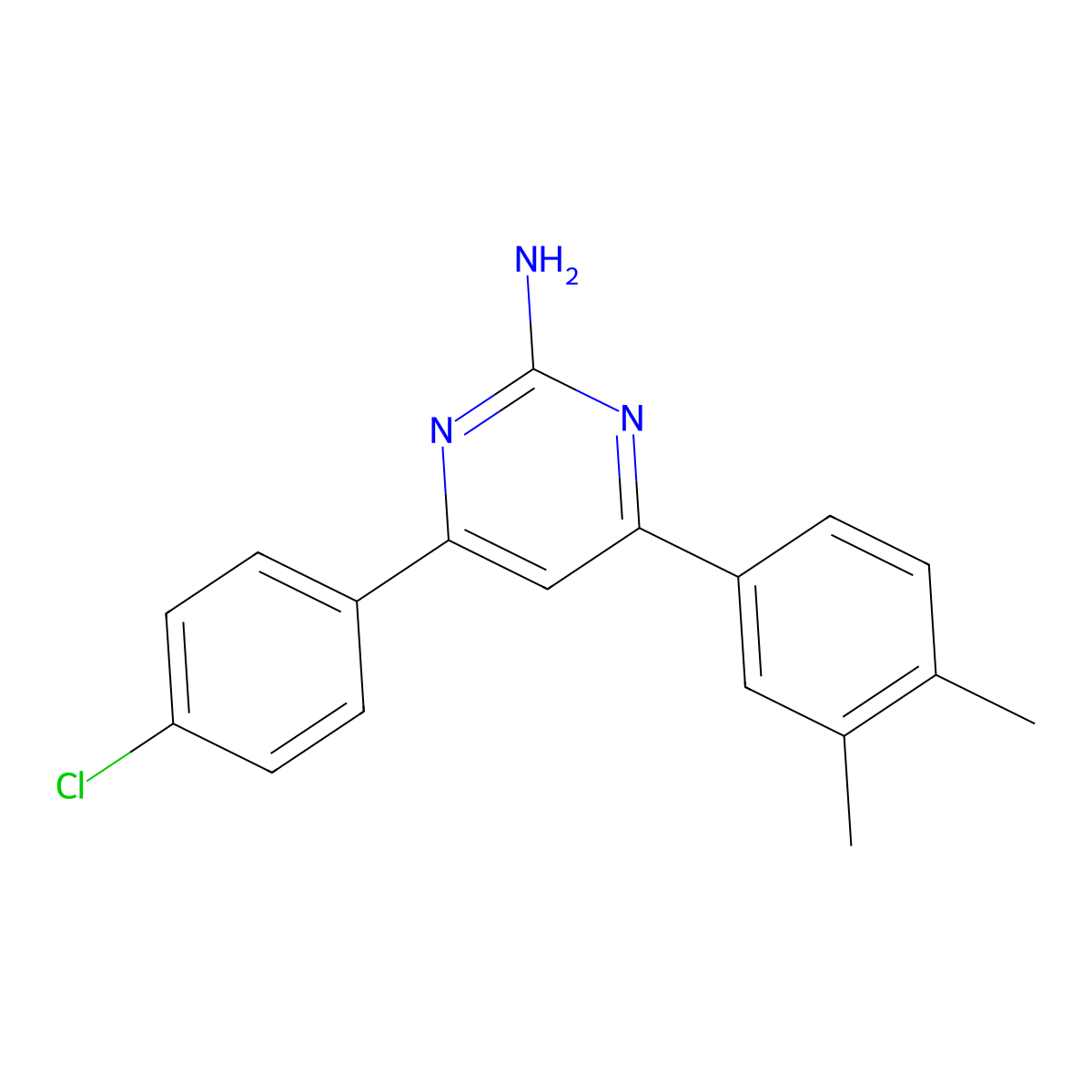 4-(4-Chlorophenyl)-6-(3,4-dimethylphenyl)pyrimidin-2-amine molecular structure, CAS 148516-97-6