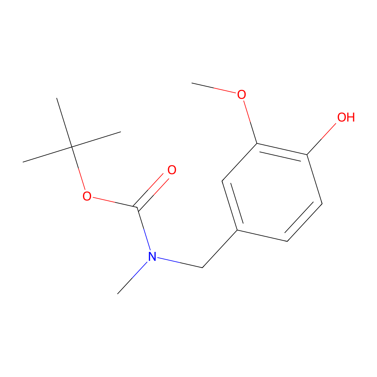 tert-butyl N-[(4-hydroxy-3-methoxyphenyl)methyl]-N-methylcarbamate molecular structure, CAS 1485175-48-1