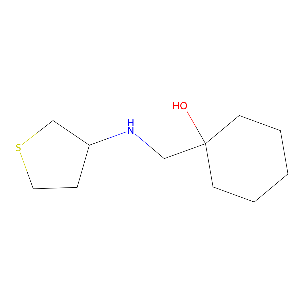 1-{[(Thiolan-3-yl)amino]methyl}cyclohexan-1-ol molecular structure, CAS 1485189-63-6