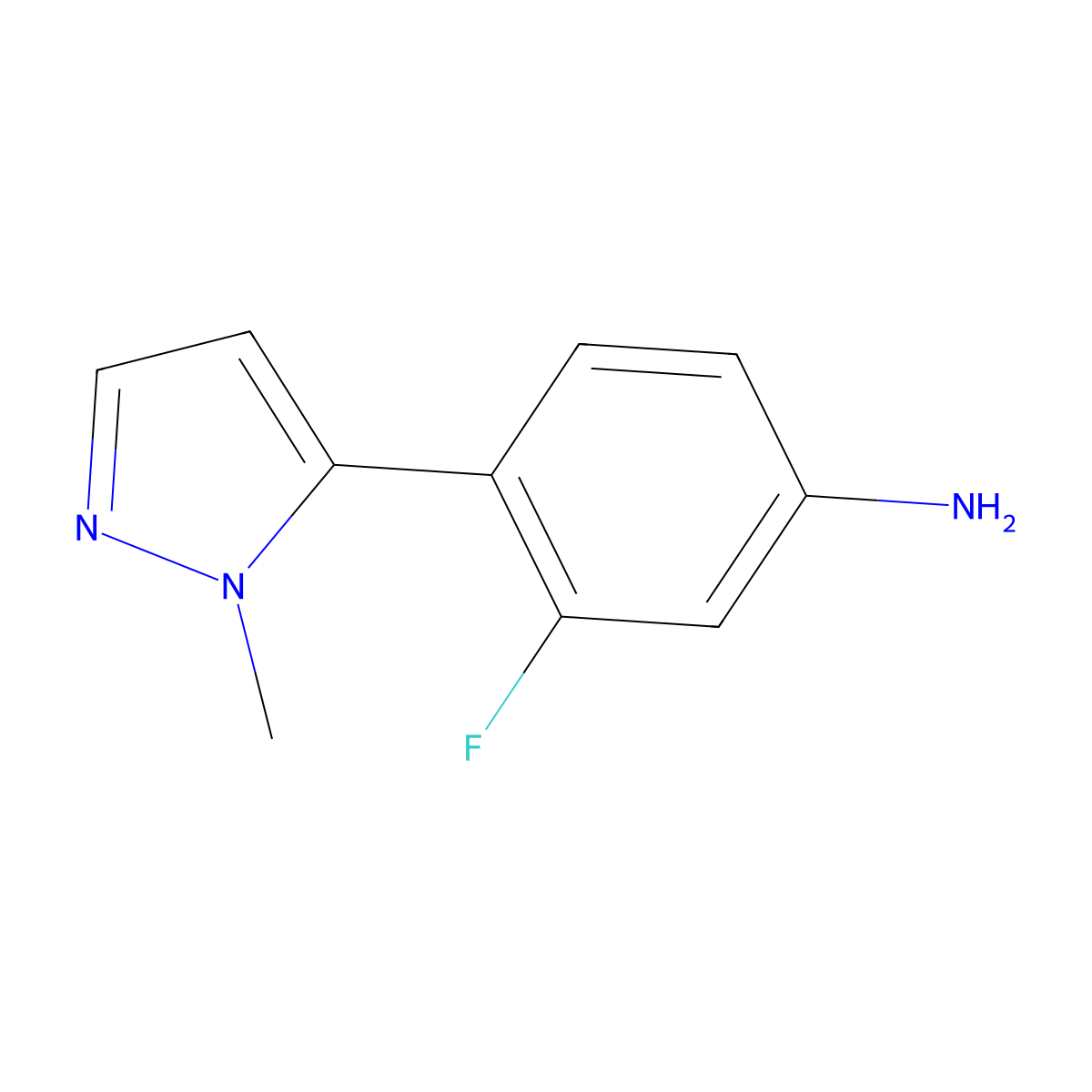 3-Fluoro-4-(1-methyl-1H-pyrazol-5-yl)aniline molecular structure, CAS 1485191-34-1