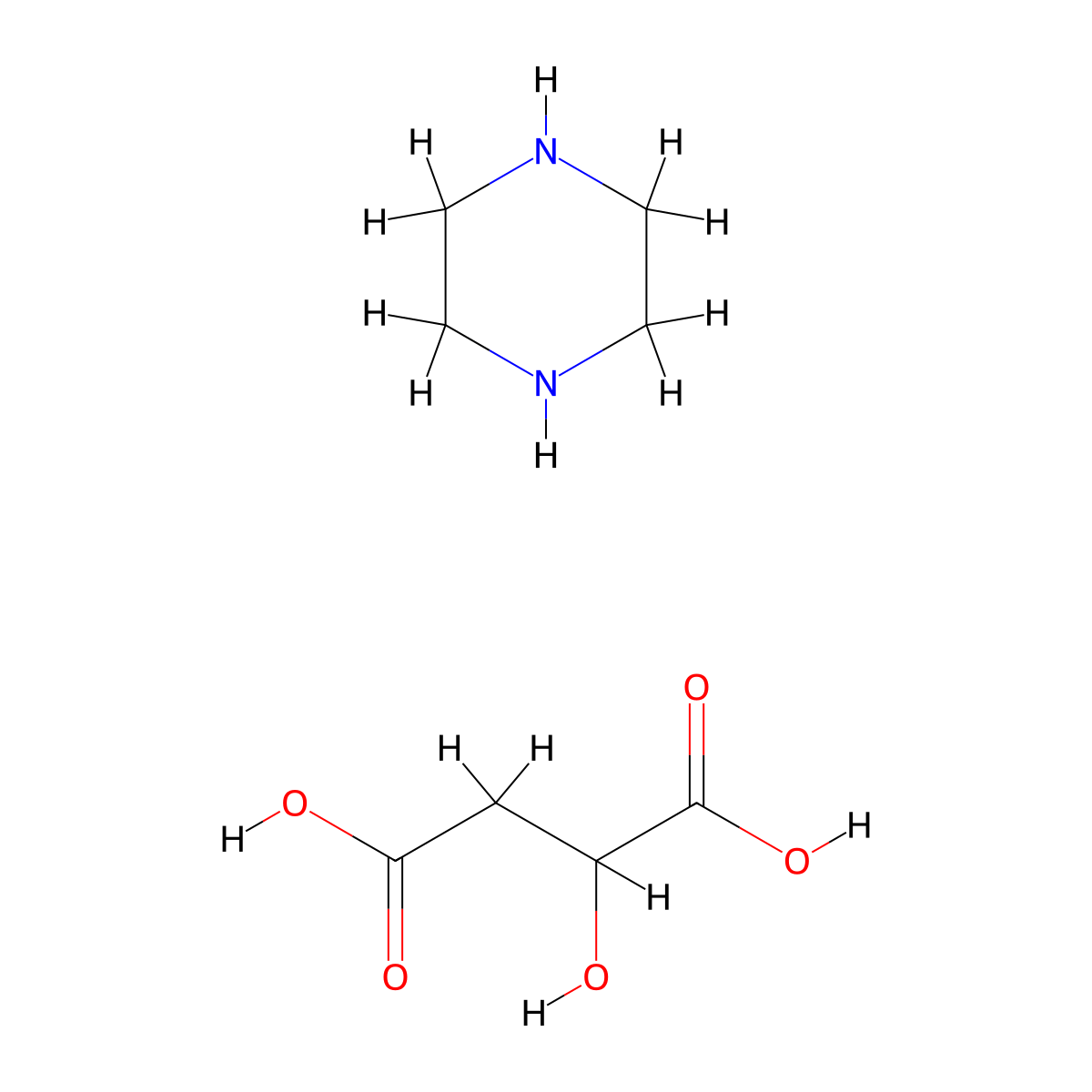 2-Hydroxybutanedioic acid--piperazine (1/1) molecular structure, CAS 14852-14-3
