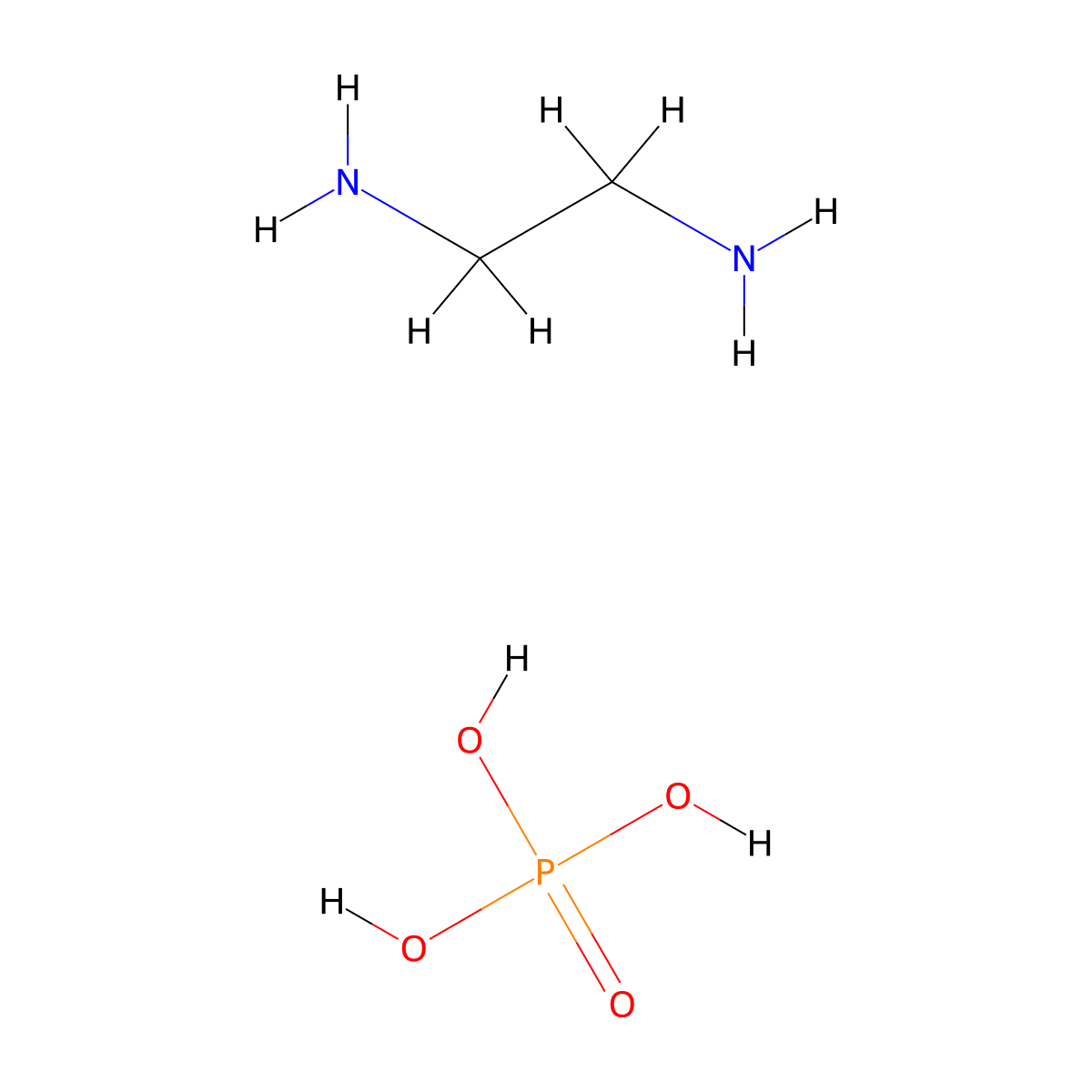 Ethylenediamine phosphate molecular structure, CAS 14852-17-6