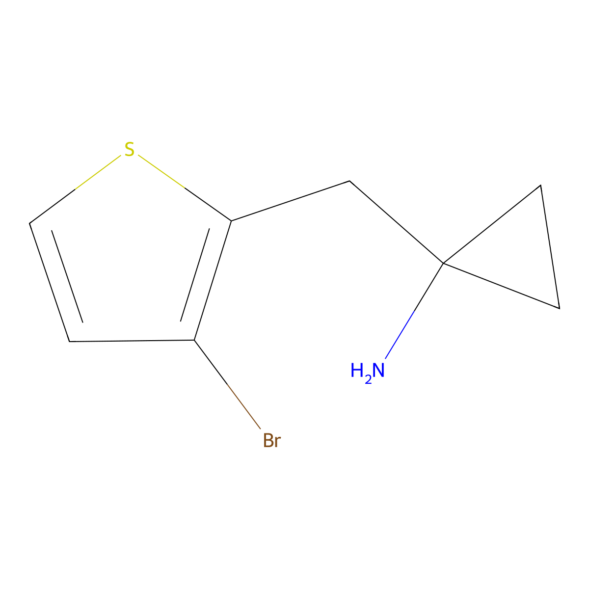 1-((3-Bromothiophen-2-yl)methyl)cyclopropan-1-amine molecular structure, CAS 1485210-47-6