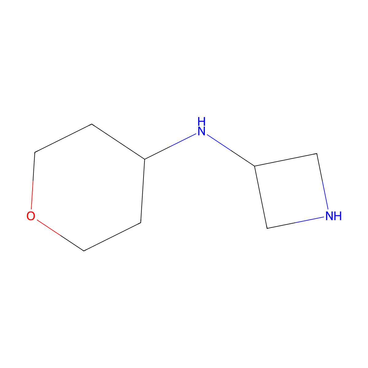 N-(oxan-4-yl)azetidin-3-amine molecular structure, CAS 1485225-96-4