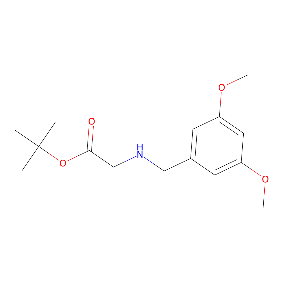 Tert-butyl 2-{[(3,5-dimethoxyphenyl)methyl]amino}acetate molecular structure, CAS 1485227-05-1