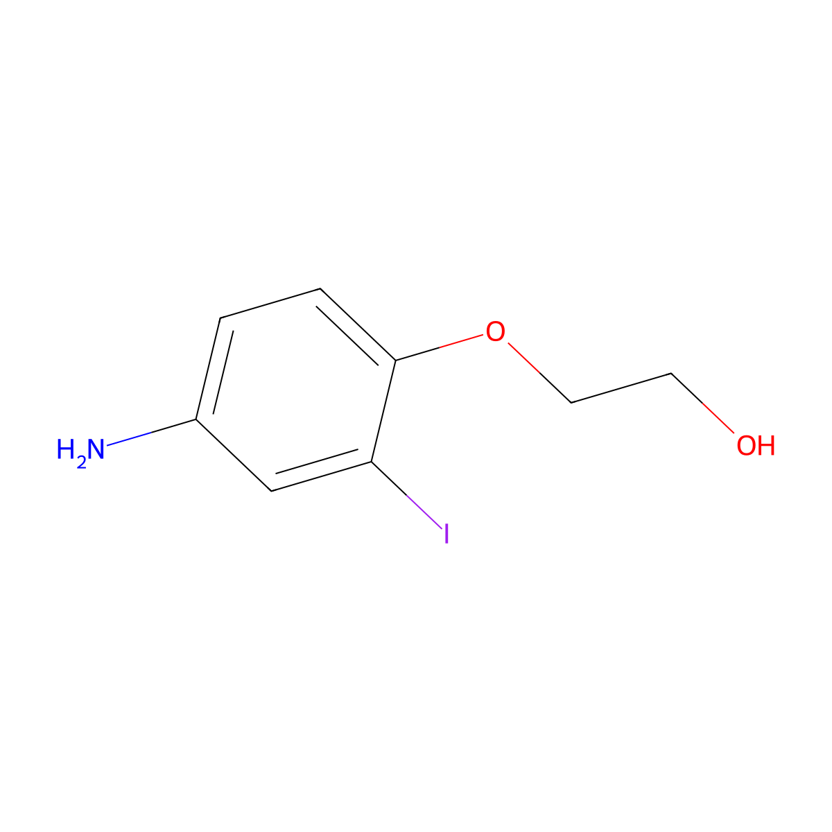 2-(4-Amino-2-iodophenoxy)ethan-1-ol molecular structure, CAS 1485228-12-3