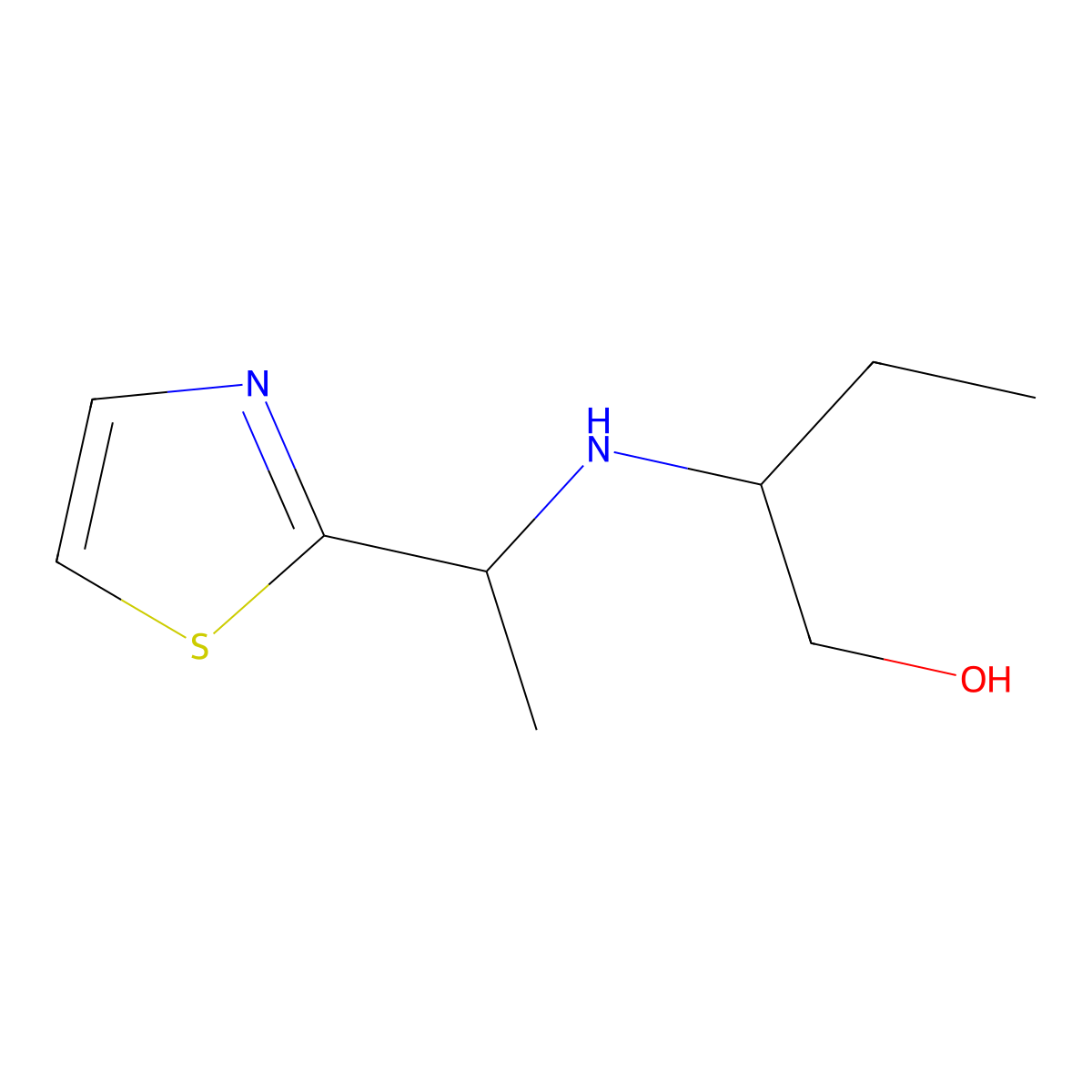 2-{[1-(1,3-Thiazol-2-yl)ethyl]amino}butan-1-ol molecular structure, CAS 1485234-47-6