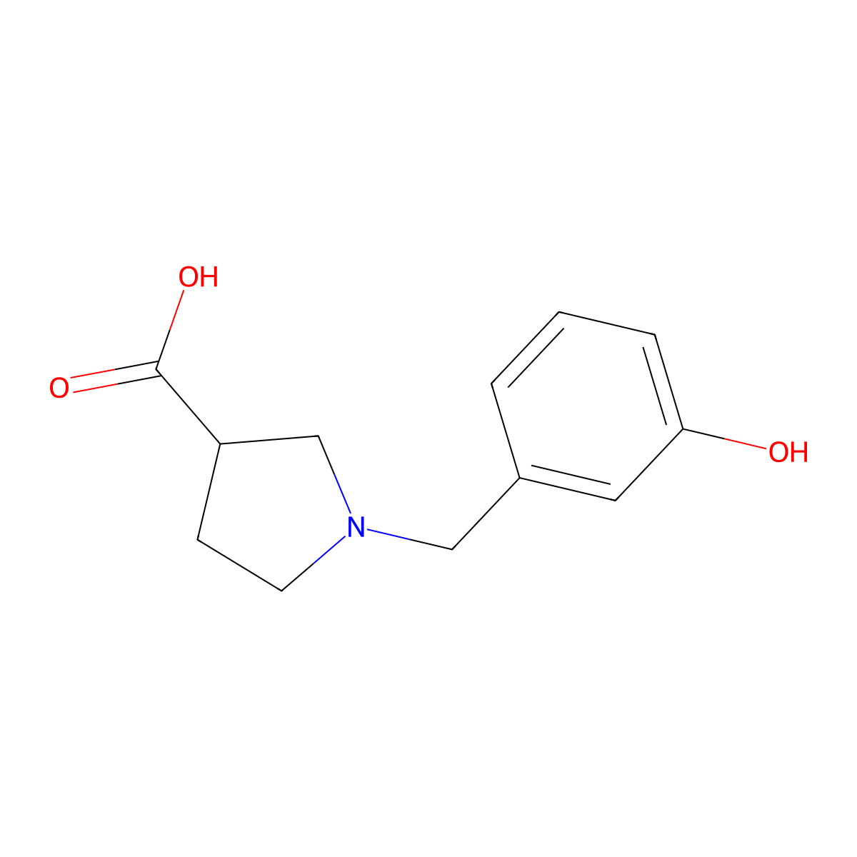 1-[(3-Hydroxyphenyl)methyl]pyrrolidine-3-carboxylic acid molecular structure, CAS 1485261-29-7