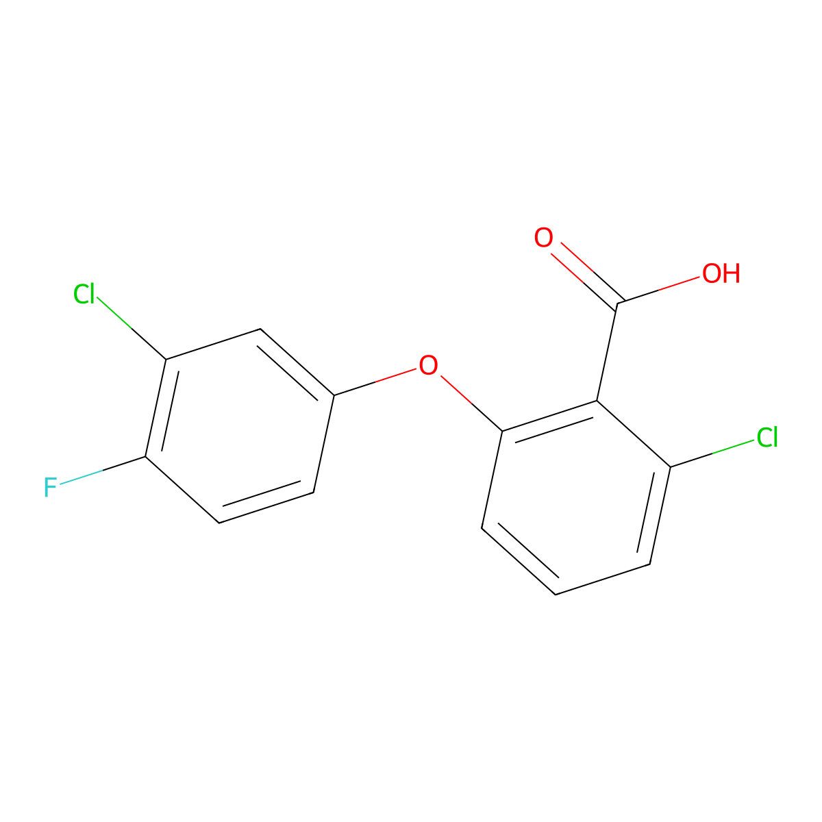 2-Chloro-6-(3-chloro-4-fluorophenoxy)benzoic acid molecular structure, CAS 1485267-27-3