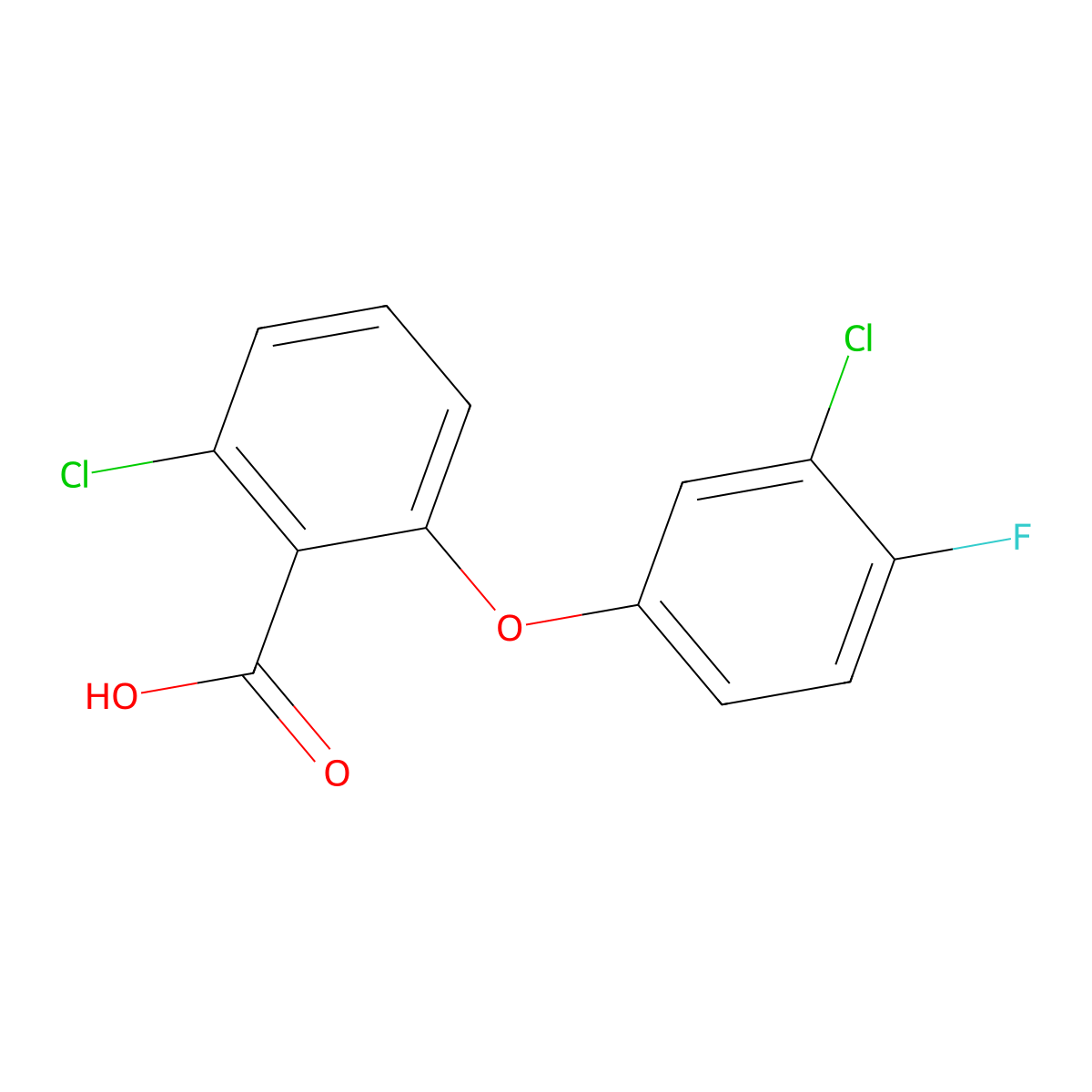 2-Chloro-6-(3-chloro-4-fluorophenoxy)benzoic acid molecular structure, CAS 1485267-27-3