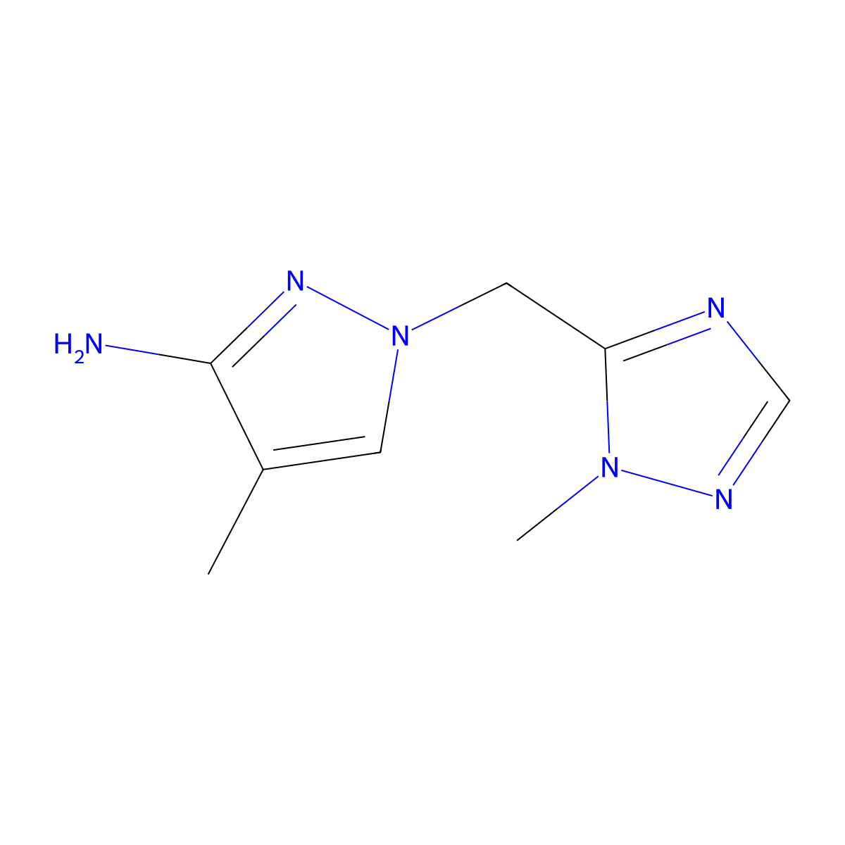 4-Methyl-1-[(1-methyl-1H-1,2,4-triazol-5-YL)methyl]-1H-pyrazol-3-amine molecular structure, CAS 1485274-92-7