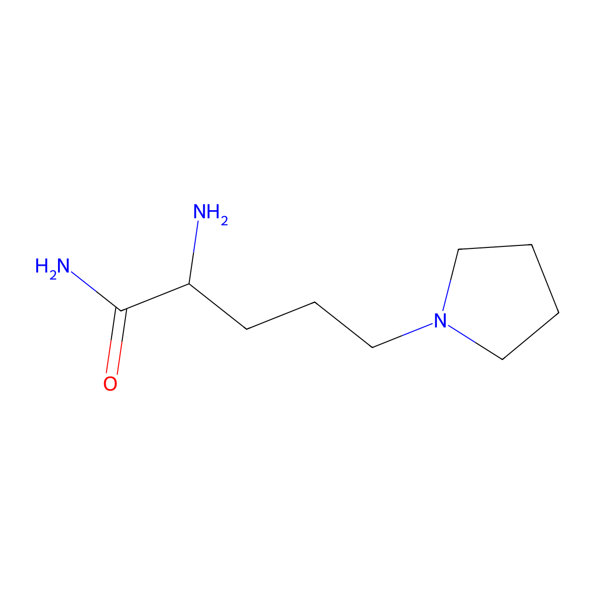 2-Amino-5-(pyrrolidin-1-yl)pentanamide molecular structure, CAS 1485292-38-3