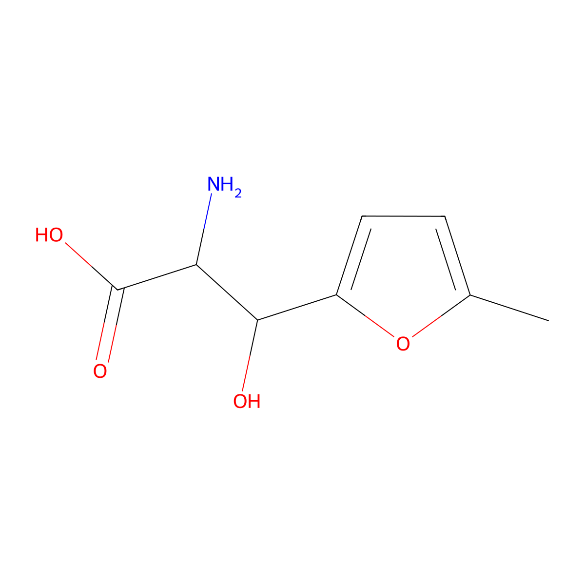 2-Amino-3-hydroxy-3-(5-methylfuran-2-yl)propanoic acid molecular structure, CAS 1485292-89-4