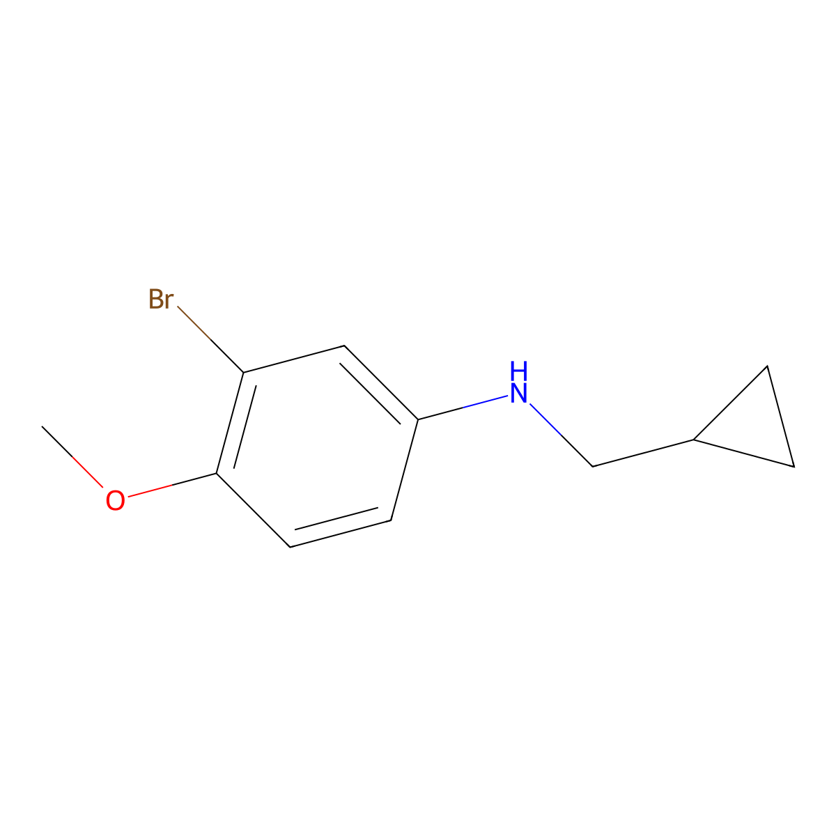 3-bromo-N-(cyclopropylmethyl)-4-methoxyaniline molecular structure, CAS 1485299-63-5