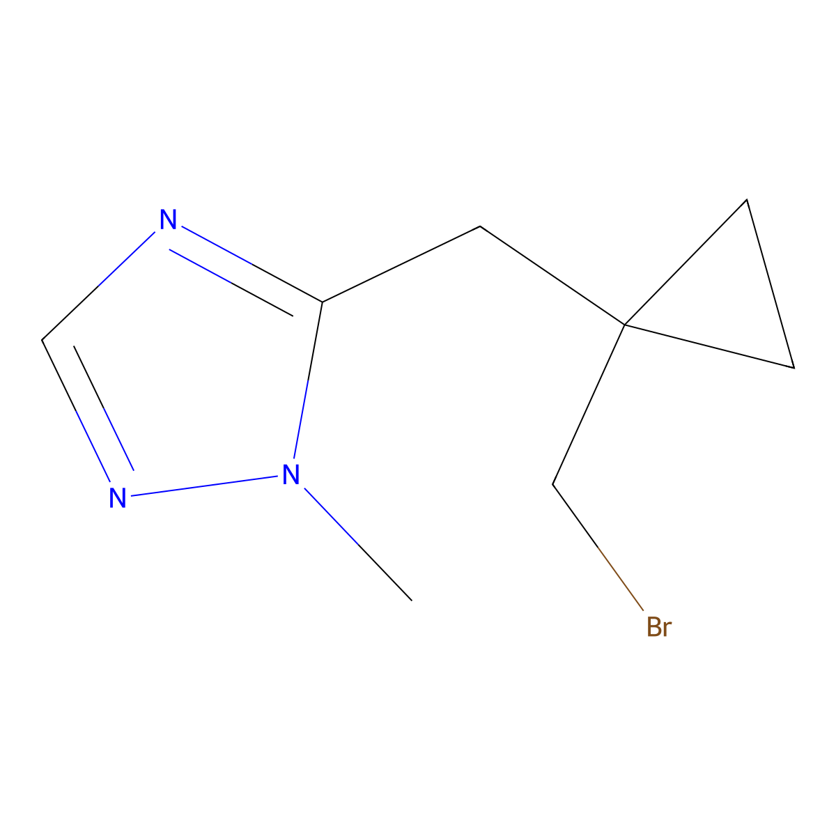 5-{[1-(bromomethyl)cyclopropyl]methyl}-1-methyl-1H-1,2,4-triazole molecular structure, CAS 1485325-37-8