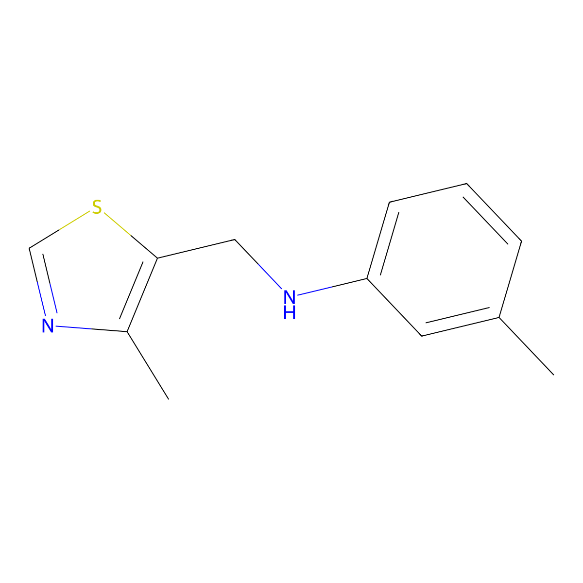 3-methyl-N-[(4-methyl-1,3-thiazol-5-yl)methyl]aniline molecular structure, CAS 1485348-08-0