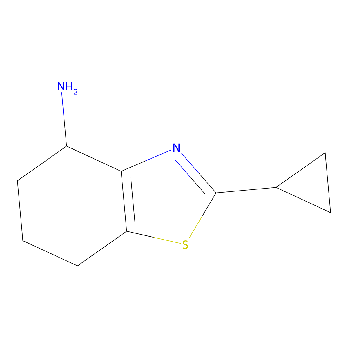2-Cyclopropyl-4,5,6,7-tetrahydro-1,3-benzothiazol-4-amine molecular structure, CAS 1485363-43-6