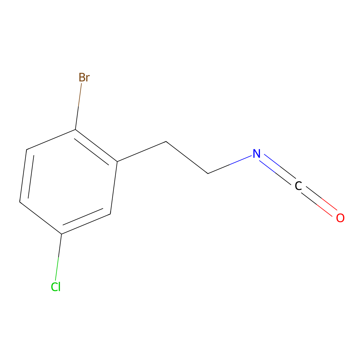 1-Bromo-4-chloro-2-(2-isocyanatoethyl)benzene molecular structure, CAS 1485381-99-4