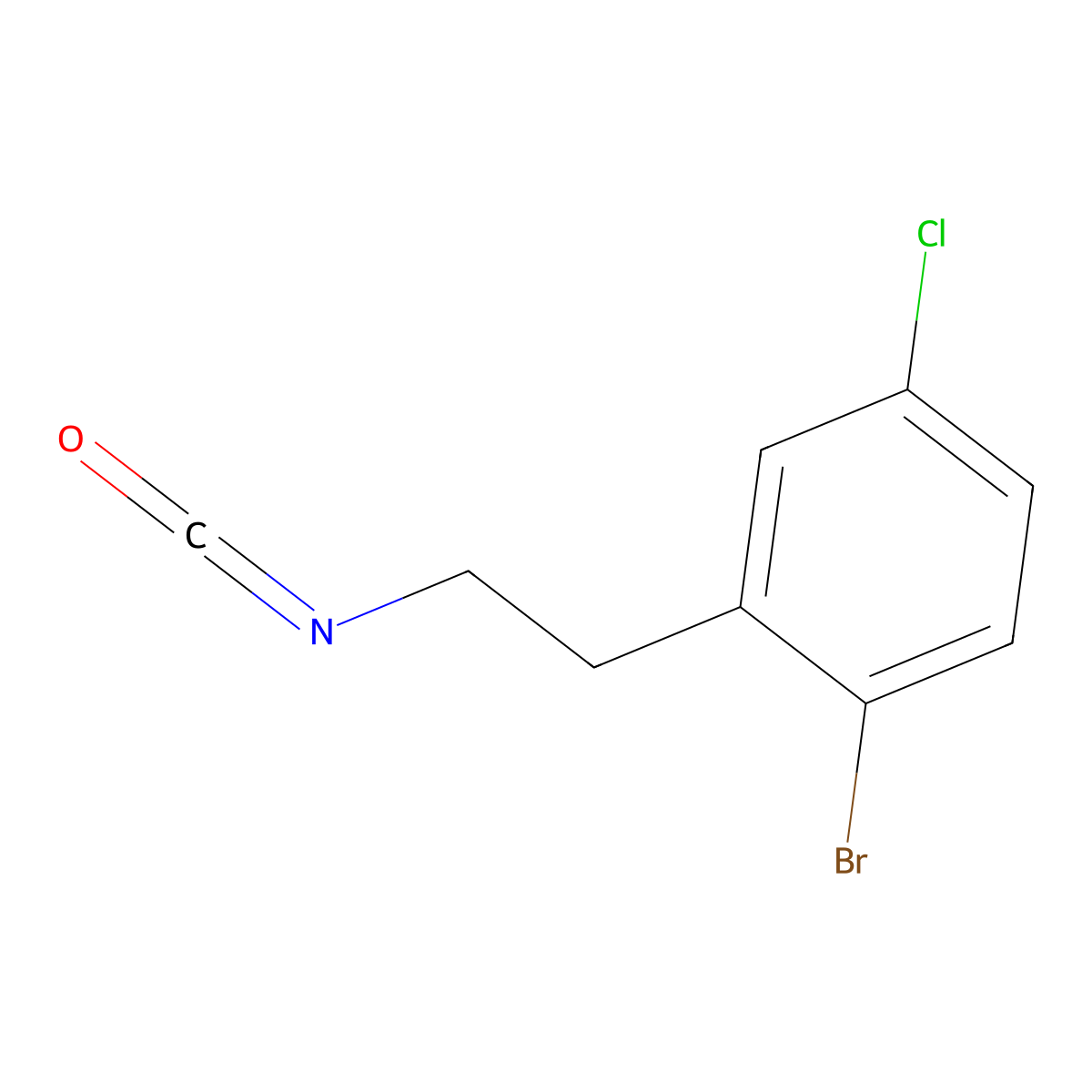 1-Bromo-4-chloro-2-(2-isocyanatoethyl)benzene molecular structure, CAS 1485381-99-4