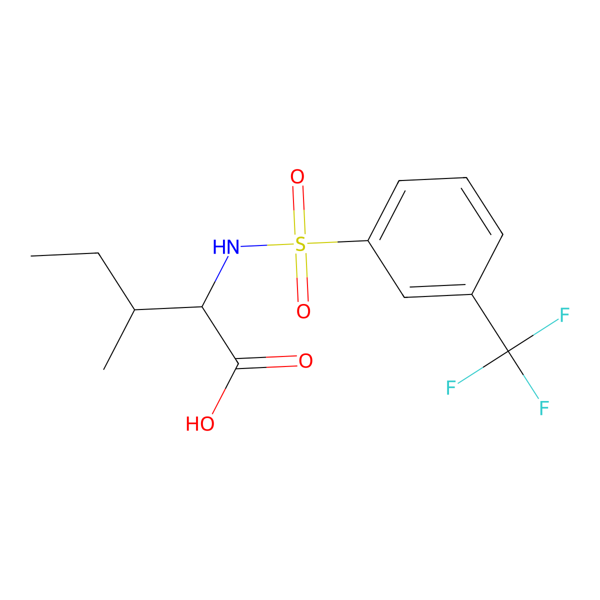 (2S,3S)-3-Methyl-2-[3-(trifluoromethyl)benzenesulfonamido]pentanoic acid molecular structure, CAS 1485384-14-2