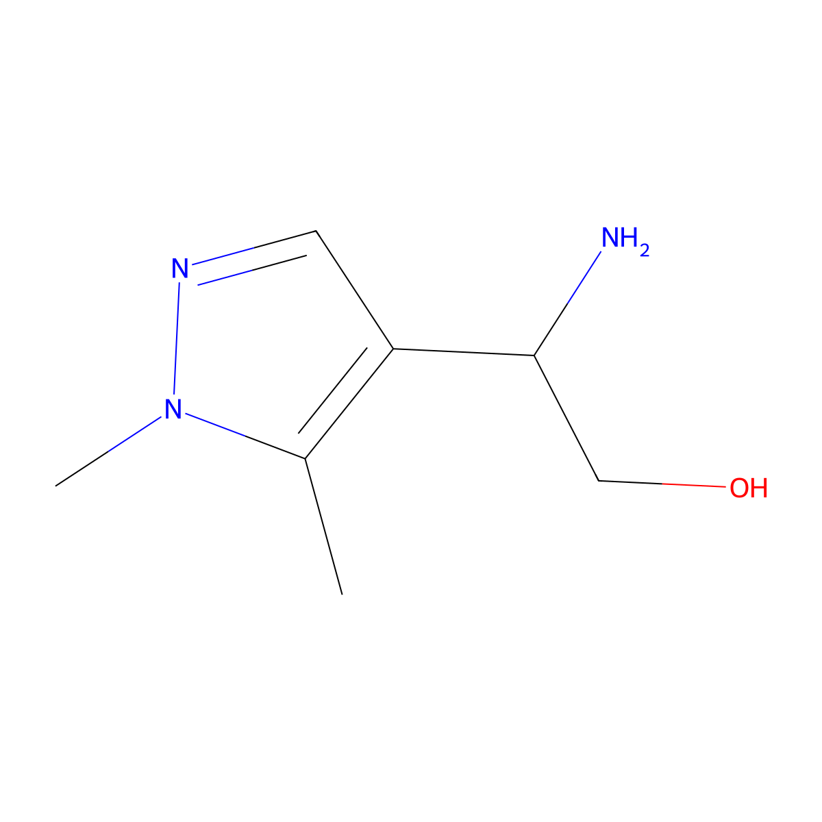 2-amino-2-(1,5-dimethyl-1H-pyrazol-4-yl)ethan-1-ol molecular structure, CAS 1485390-36-0