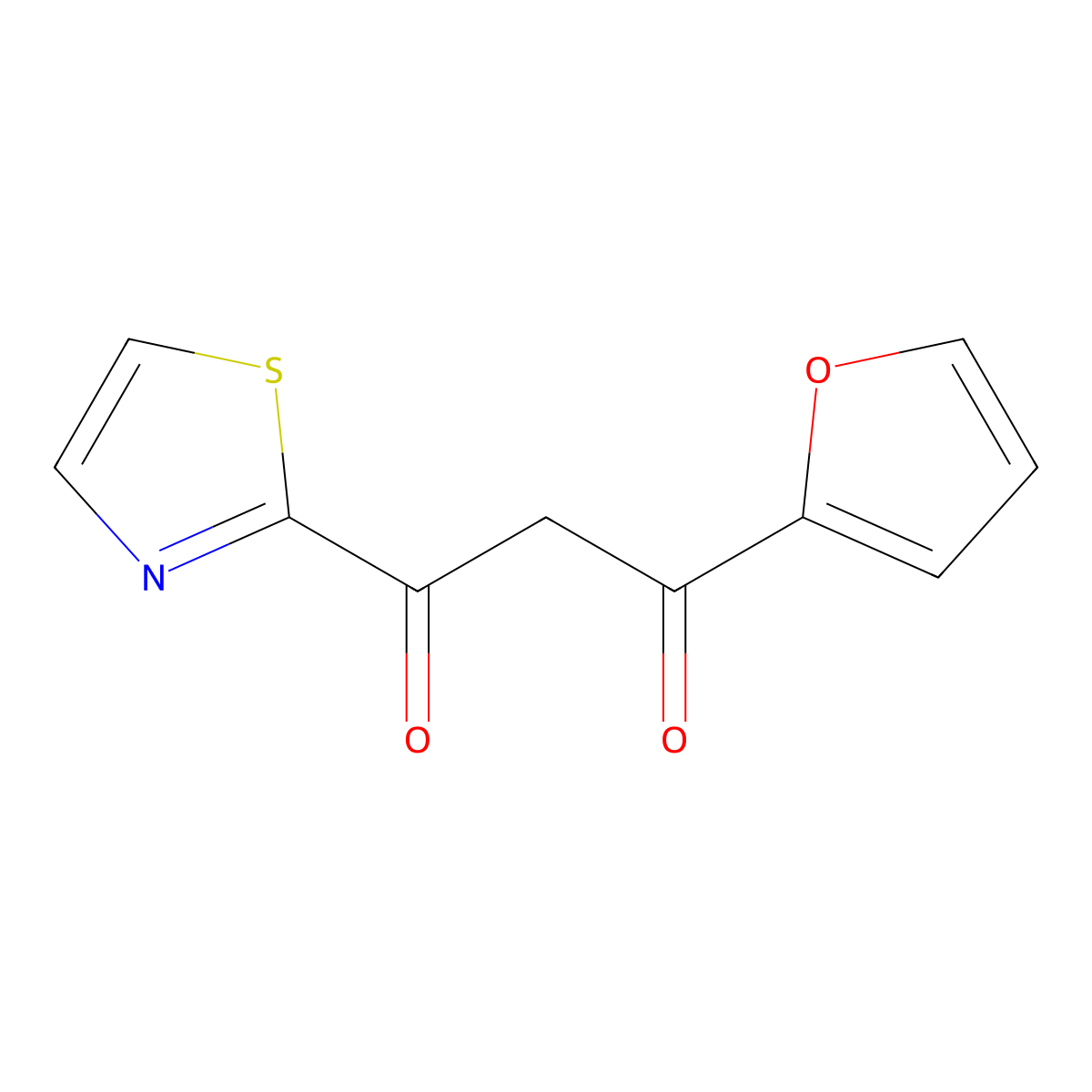 1-(Furan-2-yl)-3-(thiazol-2-yl)propane-1,3-dione molecular structure, CAS 1485392-02-6