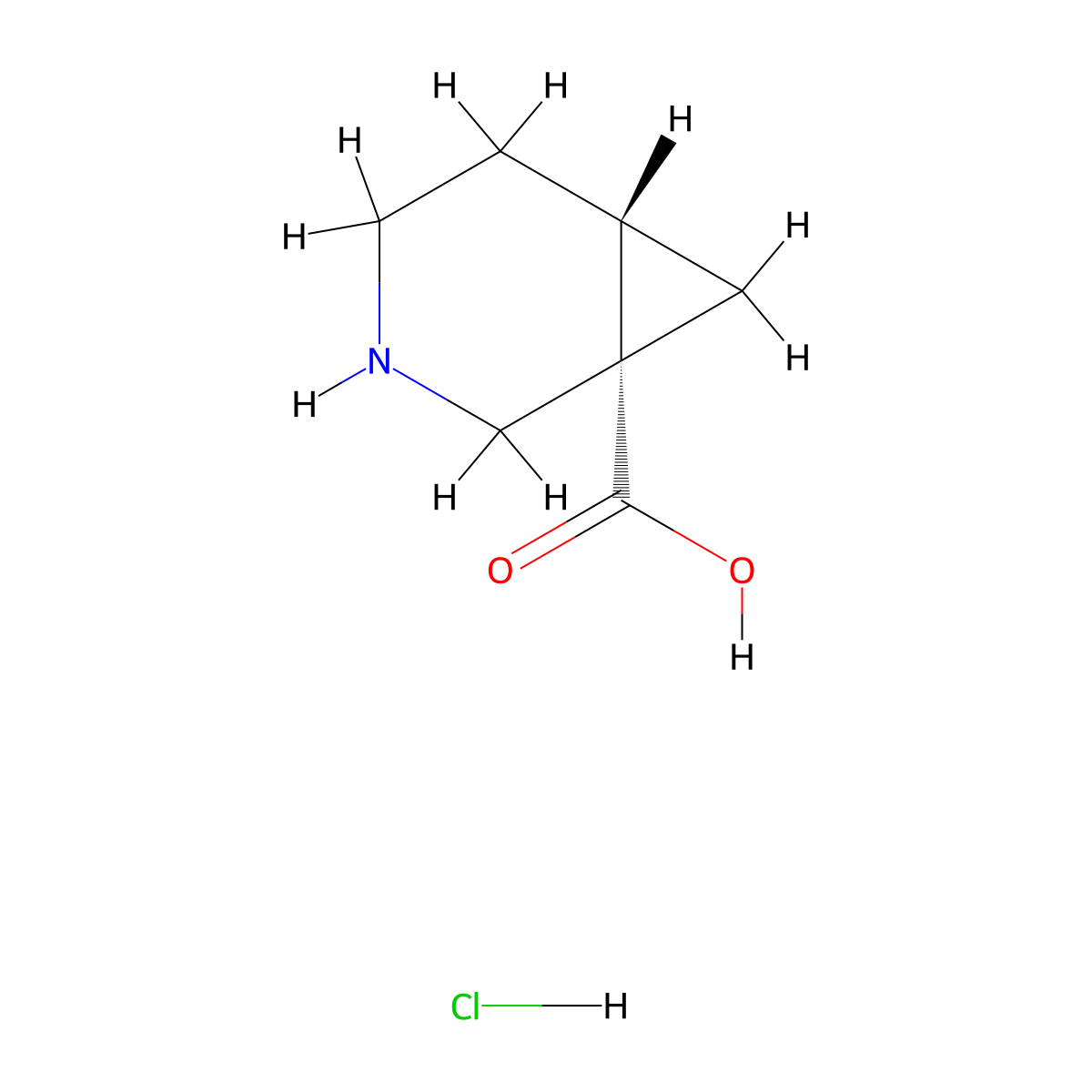 (1S,6S)-3-azabicyclo[4.1.0]heptane-1-carboxylic acid hydrochloride molecular structure, CAS 1485394-89-5