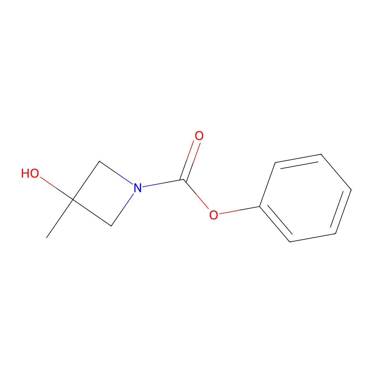 Phenyl 3-hydroxy-3-methylazetidine-1-carboxylate molecular structure, CAS 1485398-05-7
