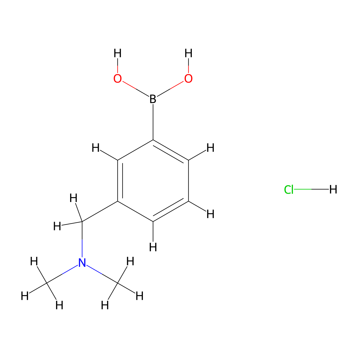 (3-((Dimethylamino)methyl)phenyl)boronic acid hydrochloride molecular structure, CAS 1485417-01-3